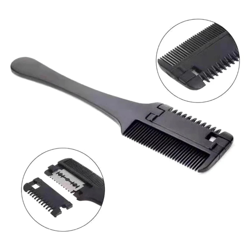 Thinning Razor Comb with Black Handle - Hair Cutting & Trimming Tool with Replaceable Blade for Salon & Home