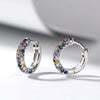 Silver Round Mini Half Hoop Earrings with Colorful Zircon Rhinestones – Women's Fashion Hoop Jewelry