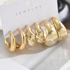 LATS 6-Piece Vintage Geometric C-Shape Hoop Earrings Set Gold & Silver Toned Waterdrop Dangles for Women