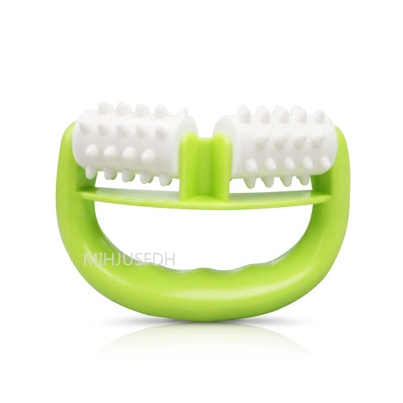 Handheld D-Shaped Double Roller Anti-Cellulite Massager — Slimming Tool for Face, Legs & Body