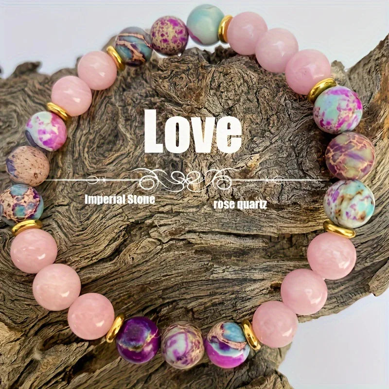 Attract Love Beaded Bracelet – Women's Imperial Jasper & Rose Quartz Gemstone Bracelet