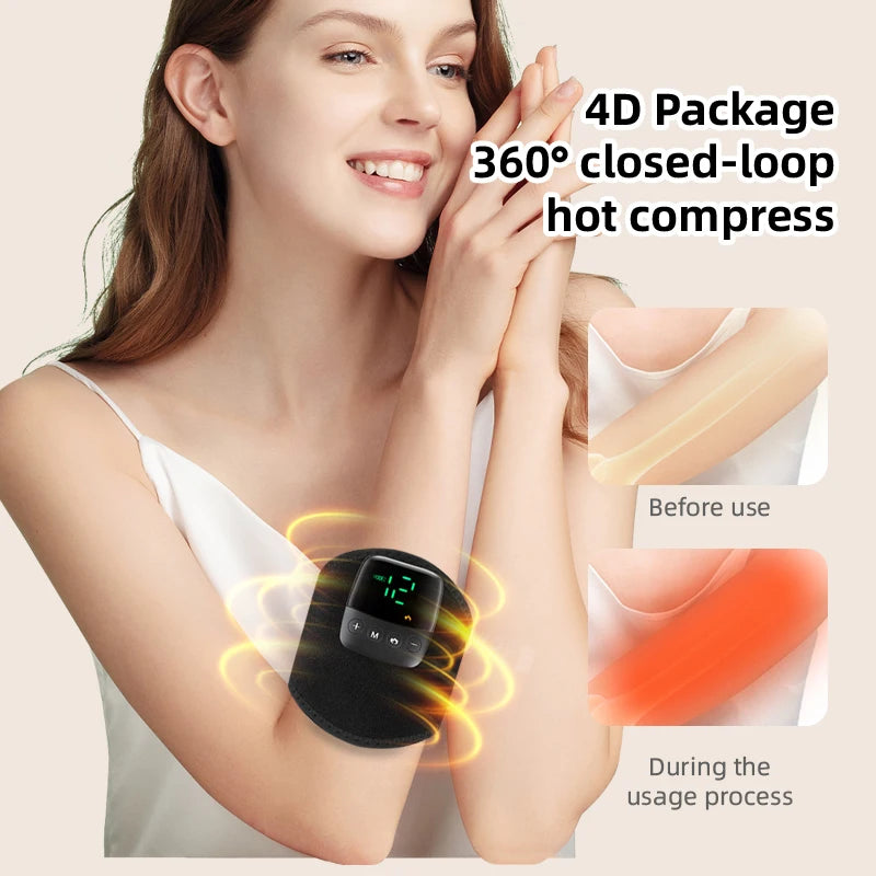 TENS Pulse Heated Vibration Massager Belt – Portable Remote Electric Trainer for Hands, Wrists, Arms, Calves & Thighs