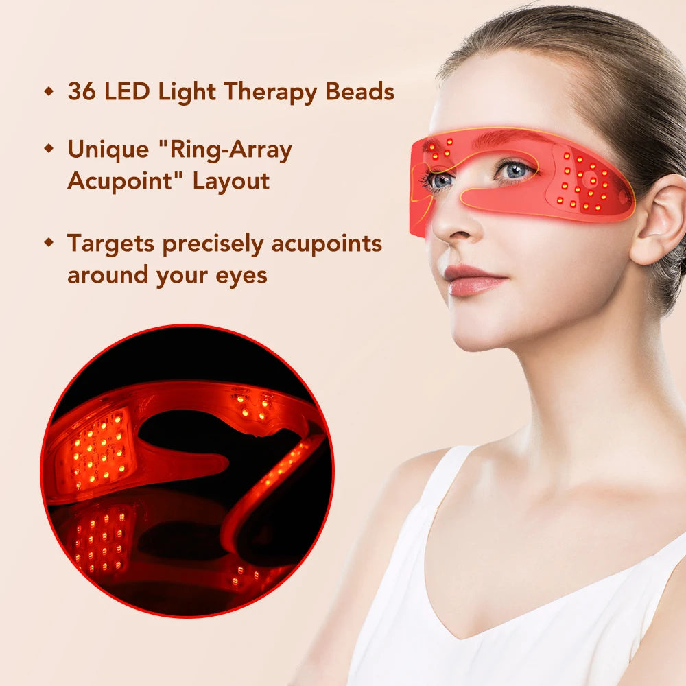 Rechargeable Electric Eye Massager - LED Red Light, Vibration & Heat Eye Care Device for Anti-Aging, Dark Circles & Eye Fatigue
