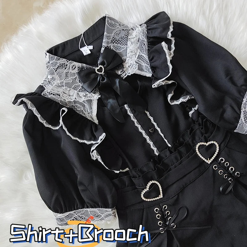 Kawaii Jirai Kei Lolita Y2K Japanese Style Peter Pan Collar Blouse Long Sleeve Sweet Bow Casual Aesthetic Top