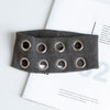 Punk Hollow Eyelet Elastic Headband – Wide Stretch Steampunk Goth Rock Hair Accessory for Women