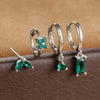 4-Piece Cubic Zirconia Flower Hoop Earrings Set - 18K Gold Plated Stainless Steel, 8 mm (0.31 in) Hoops for Women
