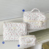 Quilted Cotton Makeup Bag – Zipper Cosmetic Organizer Box-Shaped Toiletry Case for Women & Girls
