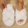 Women's Faux Fur Shearling Slippers — Cozy Indoor Slip-On with Instep & Toe Strap, EVA Sole