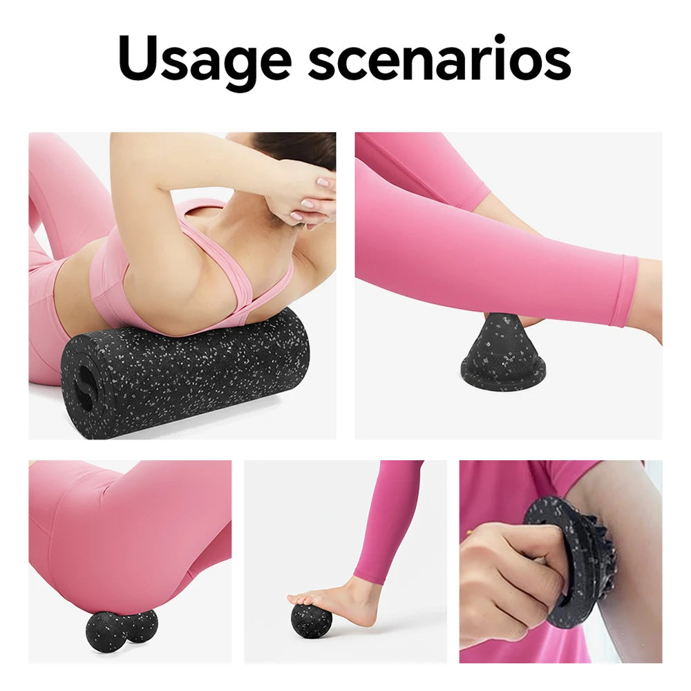 5-in-1 Foam Roller Recovery Kit - 14.6 in (37 cm) Fascia Roller with Peanut Massage Ball and Trigger Tools for Back, Neck & Legs