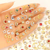Mix 50pcs 3D Metal Nail Art Decorations Alloy Rhinestones Pearls Zircon DIY Nail Charms