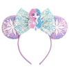 Sequin Snowflake Mouse Ear Headband with 5\" (12.7 cm) Bow – Kids & Adults Festival Party Cosplay Hairband