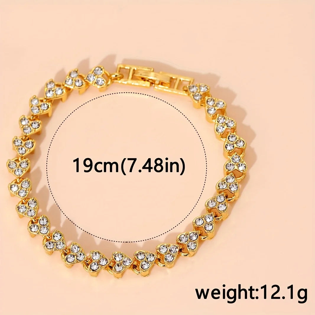 Women's Gold-Tone Rhinestone Quartz Dress Watch Alloy Bracelet Wristwatch