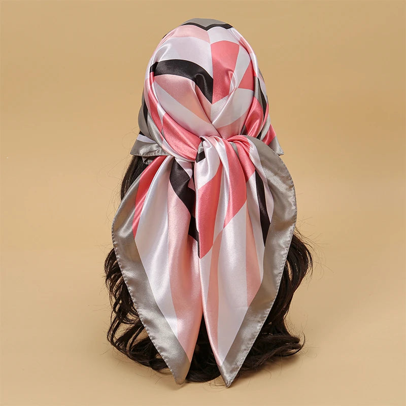 Satin-Feel Square Scarf 90 x 90 cm (35.4 x 35.4 in) – Satin-Look Polyester Hijab, Neckerchief, Shawl & Headscarf for Women