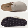 Women's Genuine Leather Suede Clogs with Soft Cork Footbed, Adjustable Buckle Strap Comfort Slip-On Mules