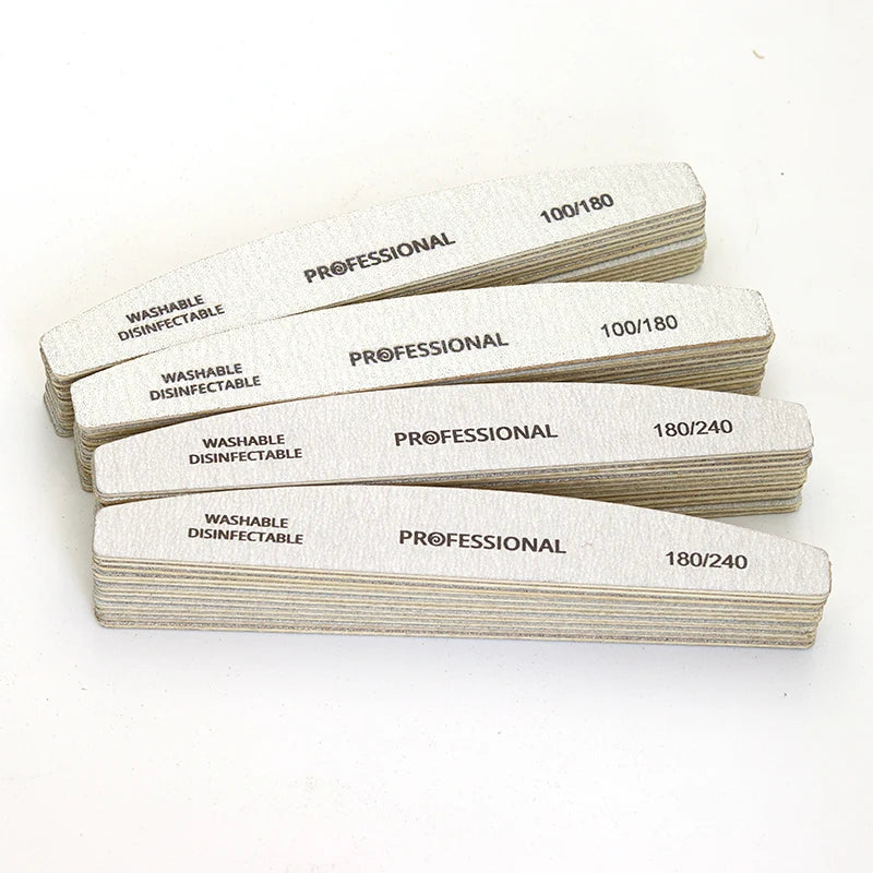 10-Pack Curved Wooden Nail Files – Double-Sided 100/180 and 180/240 Grit Emery Boards for Manicure and Pedicure
