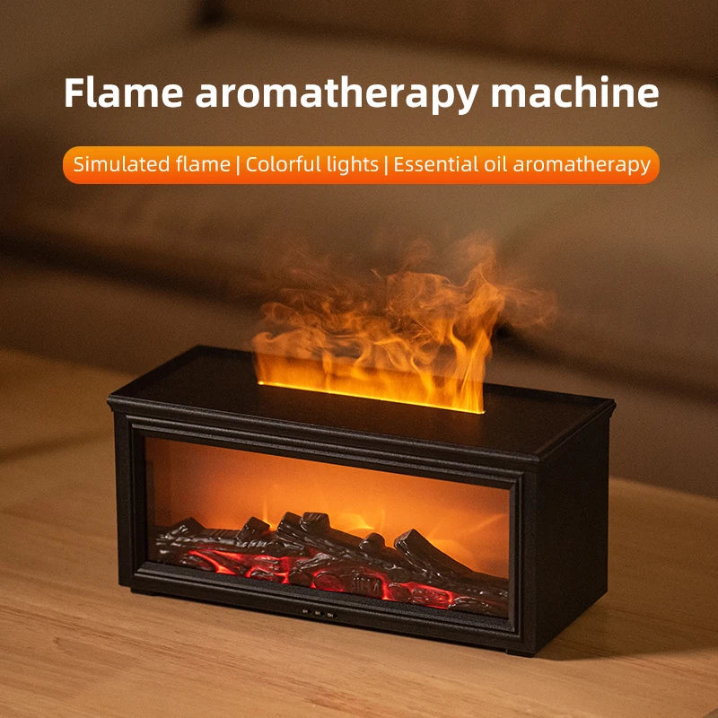 7-Color Mini Flame Aromatherapy Diffuser - Essential Oil Fireplace Humidifier