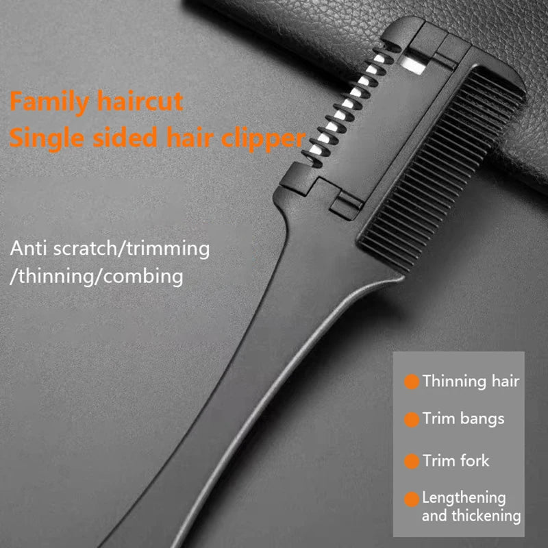 Thinning Razor Comb with Black Handle - Hair Cutting & Trimming Tool with Replaceable Blade for Salon & Home