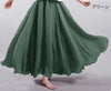 Women's Linen Cotton Ankle-Length Maxi Skirt Elastic Waist Pleated Boho Beach Vintage