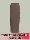 Plus Size Knit Midi Skirt – Slim Fit with Elastic Waist (1XL–4XL)