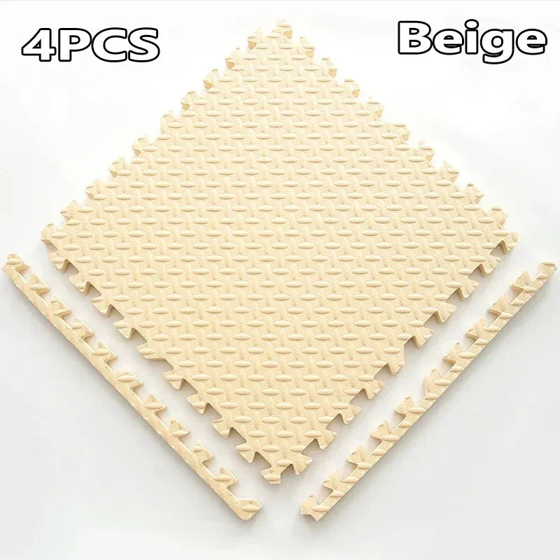 EVA Interlocking Floor Tile 30×30×1 cm (11.8×11.8×0.4 in) Leaf Texture Non-Slip Shock-Absorbing Gym, Yoga & Baby Play Mat