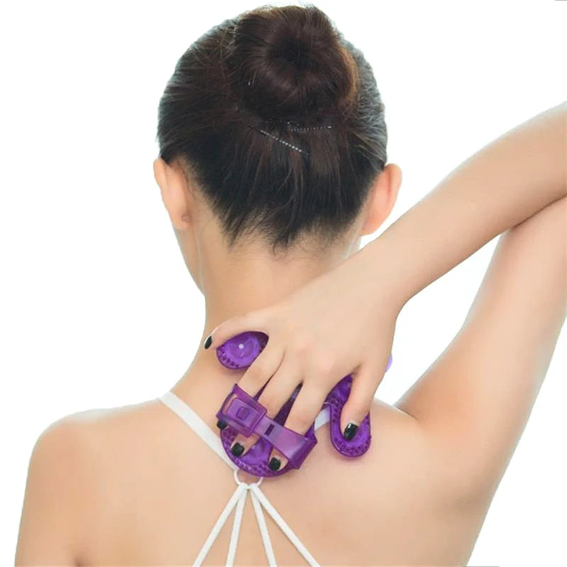 Palm-Shaped Handheld Body Massage Glove with 9 360° Metal Rollers for Muscle Relaxation