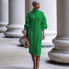 Turtleneck Ribbed Sweater Midi Dress – Long Sleeve Stretch Knit for Autumn/Winter Party & Club