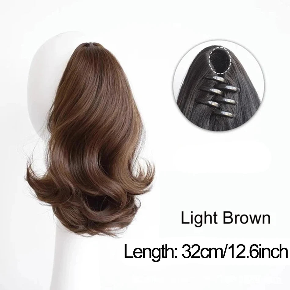 Short Curly Clip-In Ponytail 12-Inch (30 cm) Synthetic Hair Extension with Claw Clip