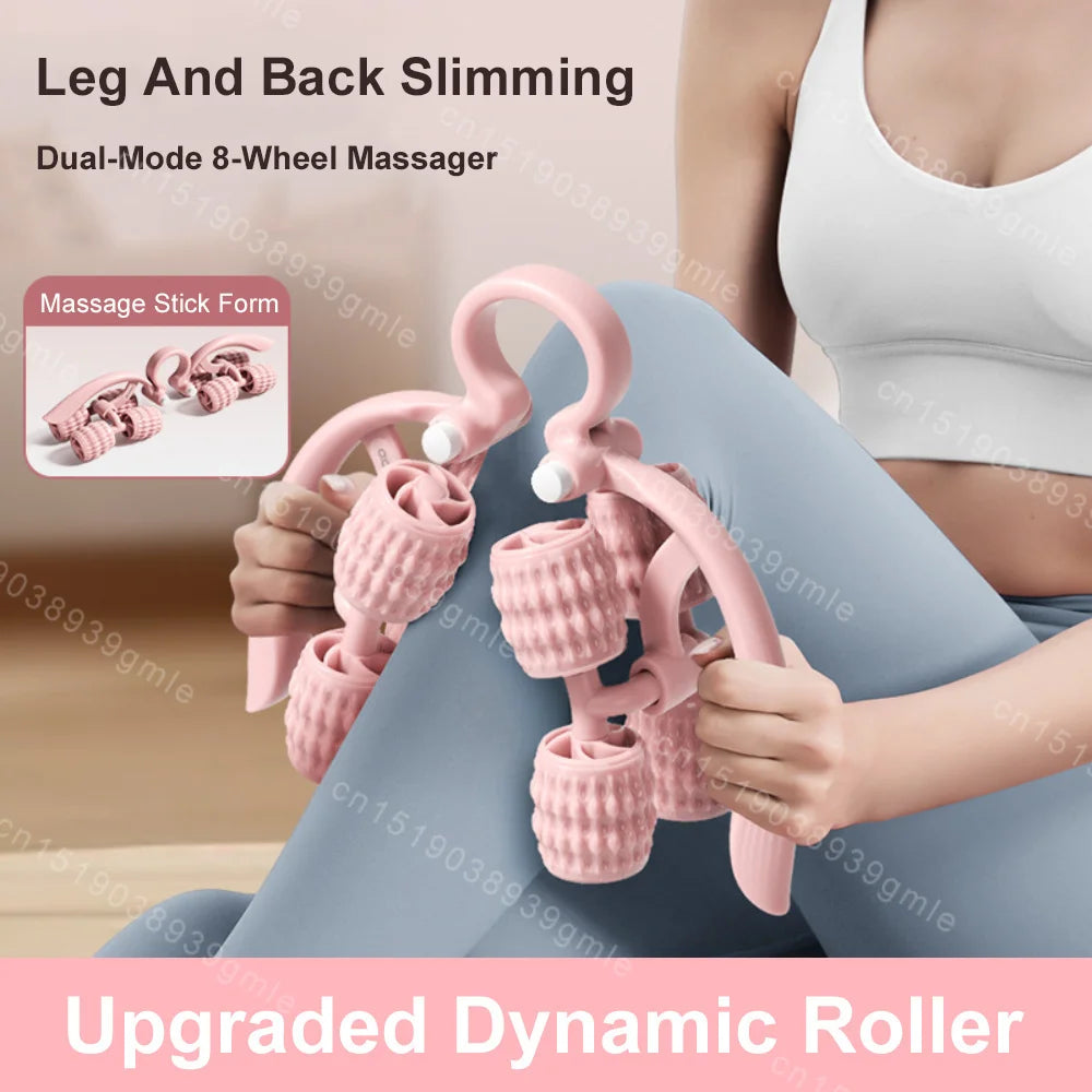 8-Wheel Full-Coverage Leg & Thigh Massage Roller — Anti-Cellulite Calf, Arm & Waist Muscle Massager