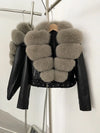 ZMEENNA Women's Faux Leather Moto Jacket with Detachable Faux Fur Collar - Short Warm Winter Coat