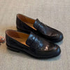 Women's Retro Leather Loafers Slip-On Flats Classic Dress & Walking Shoes