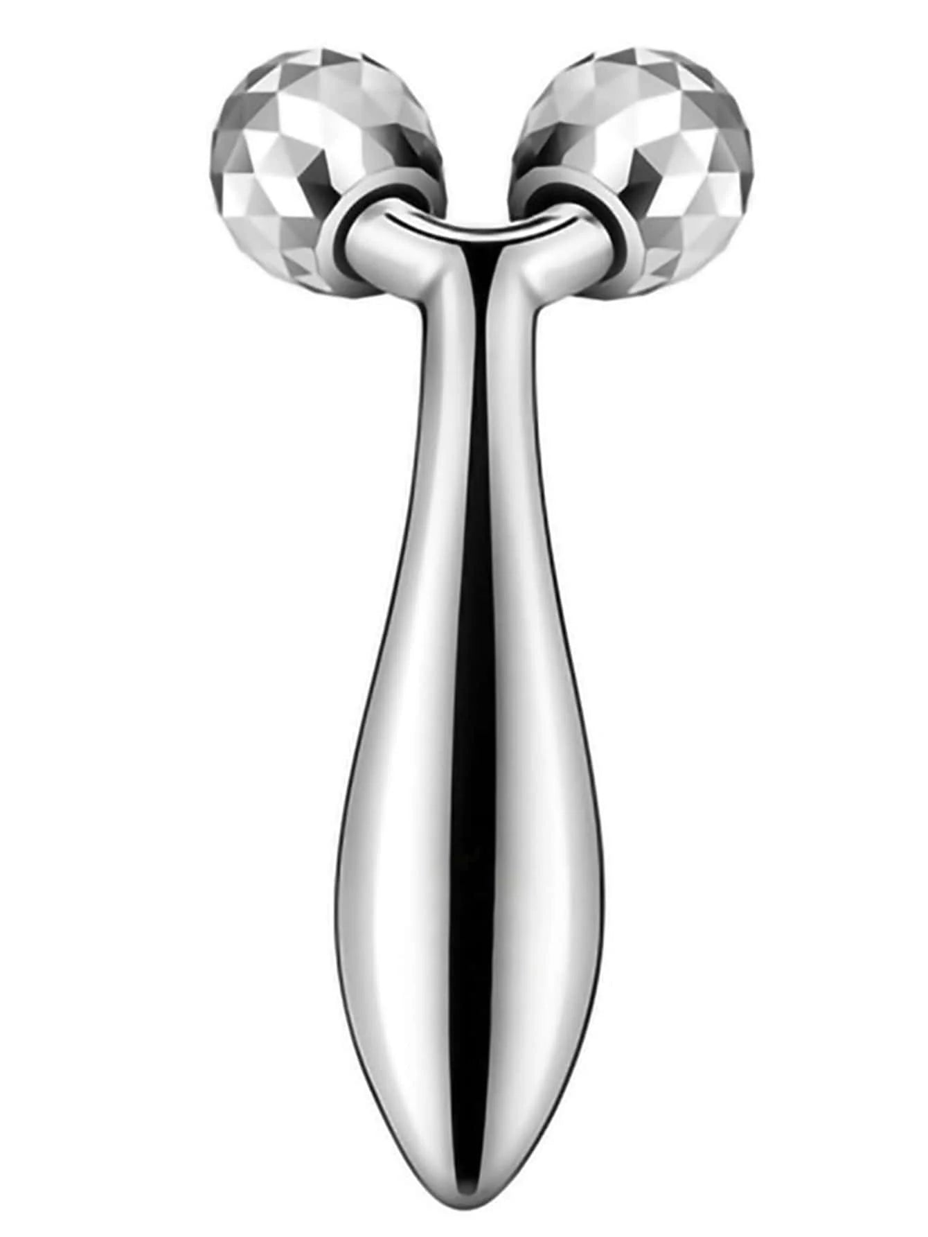 Y-Shaped 3D Face Roller Massager – 360° Rotating Manual Facial Lift & Body Wrinkle Remover, Silver