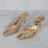 Gold Hollow Thin-Strap Pointed Toe Stiletto Heels for Women — Office Mules Summer Pumps