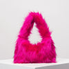 Fuzzy Dopamine Shoulder Bag for Women - Cute Charm Hobo Clutch Travel Handbag