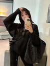 Women's V-Neck Lightweight Knit Sweater — Loose Fit One-Size Pullover