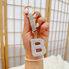 Sparkling Rhinestone Initial Keychain - Round Alloy Letter Charm with Crystal Pendant