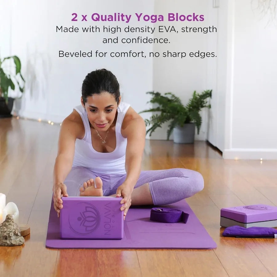 TPE Yoga Mat Set — Non-Slip Eco-Friendly 6pc or 7pc Pilates & Yoga Kit with Blocks, Strap and Accessories