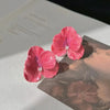 Red & Blue Enamel Flower Stud Earrings for Women - Five-Petal Crystal Floral Studs, Korean Cute Fashion