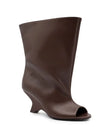 Women's Peep Toe Knee-High Boots Slip-On, Thick High Heels with Statement Heel, Microfiber Upper — Large Sizes