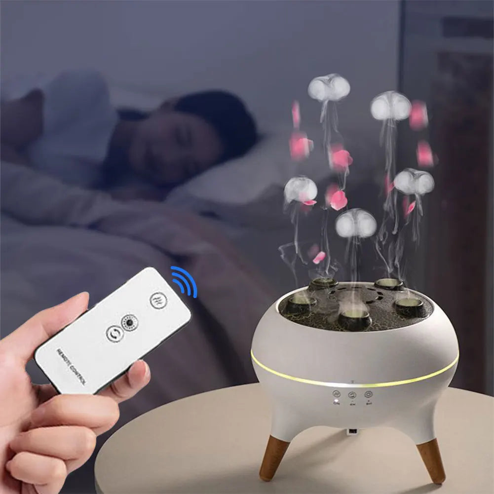 Jellyfish 250ml Aromatherapy Diffuser Remote Control Cool Mist Humidifier with Colorful Night Lights