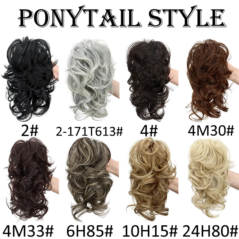 WIGSIN Curly Clip-In Ponytail Hair Extension Adjustable Claw Clip Synthetic High-Temp Fiber 100g (3.5 oz)