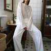 Elegant Women's Knit Pullover Sweater Casual Loose Fit Long Sleeve Jumper Pink White