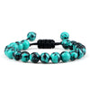 8mm Tiger Eye & Lava Stone Adjustable Braided Bracelet — Unisex Beaded Yoga Healing Energy Bracelet