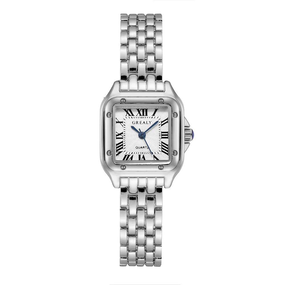 Women's Square Rhinestone Quartz Watch Luxury Alloy Bracelet 27mm Dial