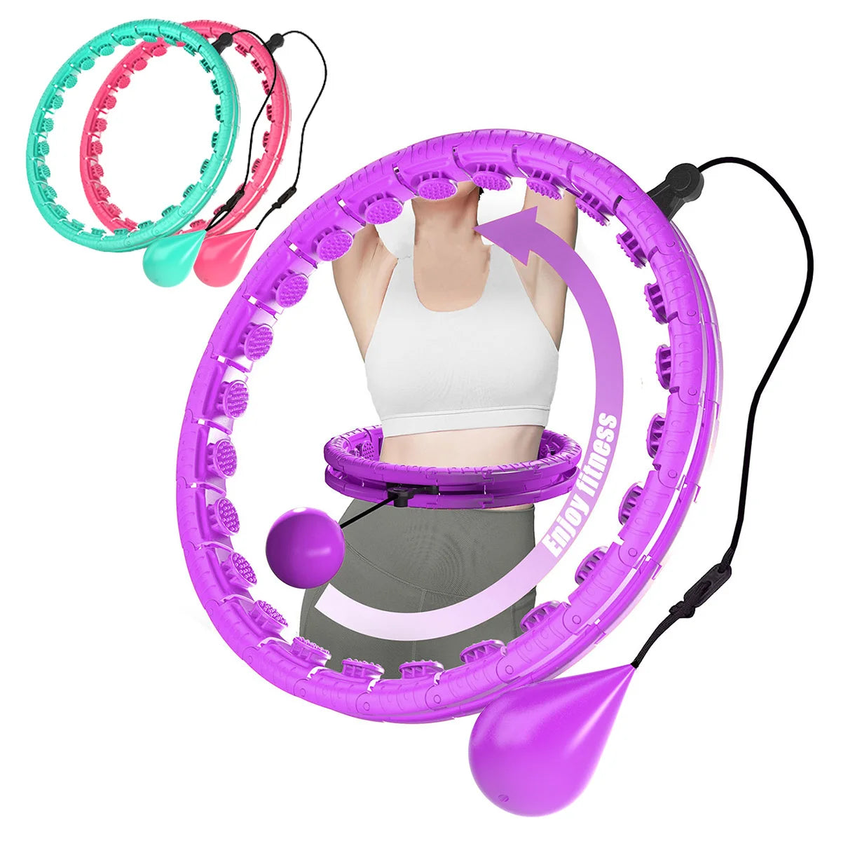 Adjustable Weighted Massage Hula Hoop with Detachable Links – Fitness Hoop for Weight Loss & Core Workout