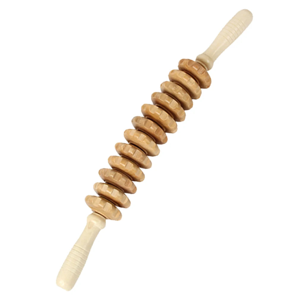 Curved Beech Wood Massage Roller – Anti-Cellulite Lymphatic Drainage & Deep Tissue Body Massager Stick