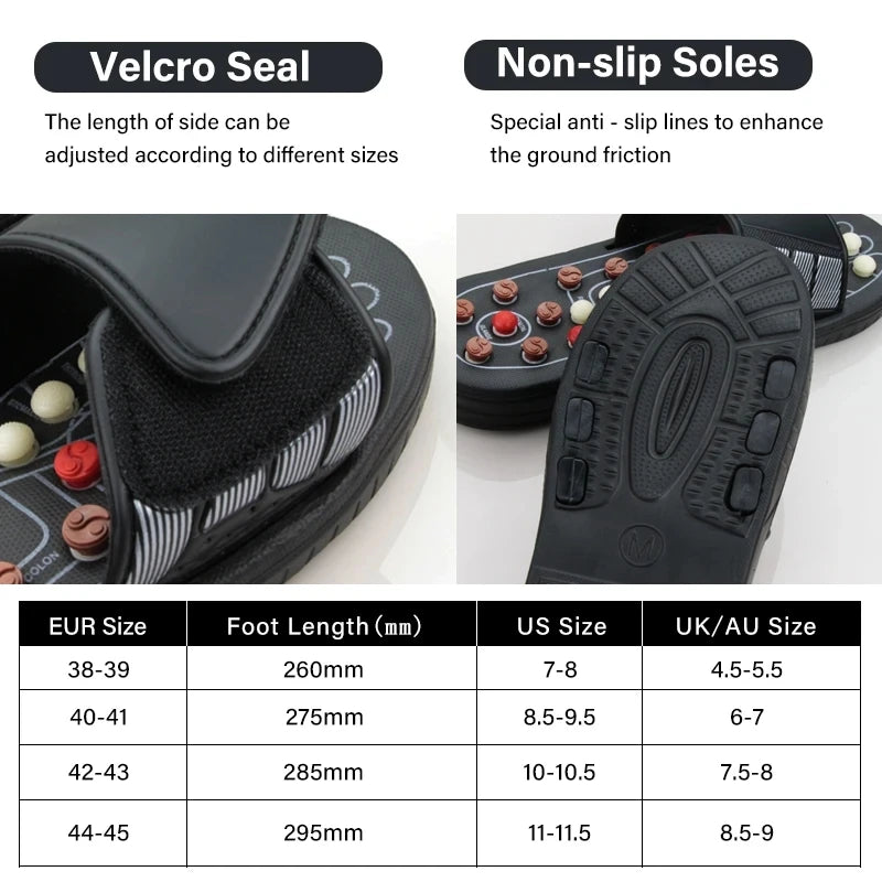 Unisex Foot Massage Slippers - Reflexology Acupressure Flip Flops with Rotating Beads, Waterproof PVC-EVA, EU Sizes 38-45