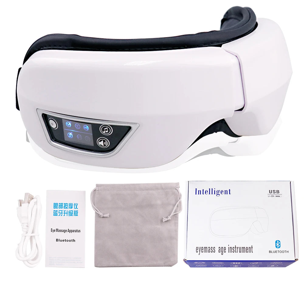 6D Smart Vibration Eye Massager — Airbag Compression Eye Mask with Bluetooth Music for Relaxation, Sleep & Eye Fatigue Relief