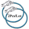 2-Pack Leather Chain Charm Bracelets with Beads – Handmade Couples Pulsera Jewelry (Unisex)
