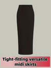 Plus Size Knit Midi Skirt – Slim Fit with Elastic Waist (1XL–4XL)