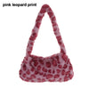 Women's Faux Fur Plush Underarm Shoulder Bag - Cow & Leopard Print Mini Purse